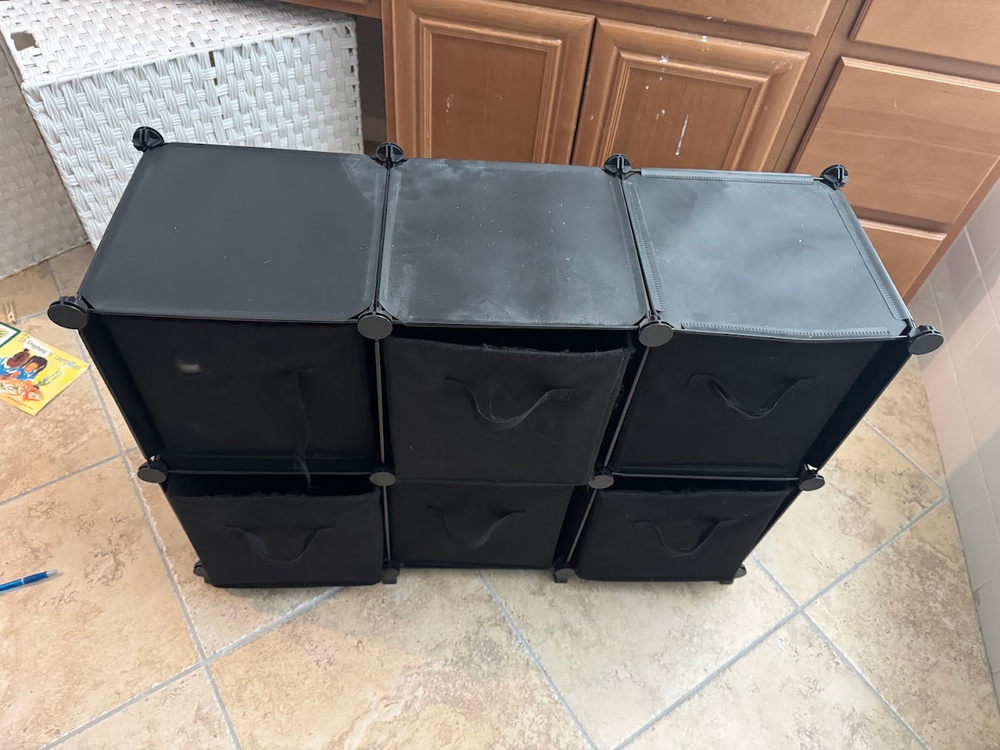 Black 6 Cube Fabric Storage Organizer Foldable Shelves